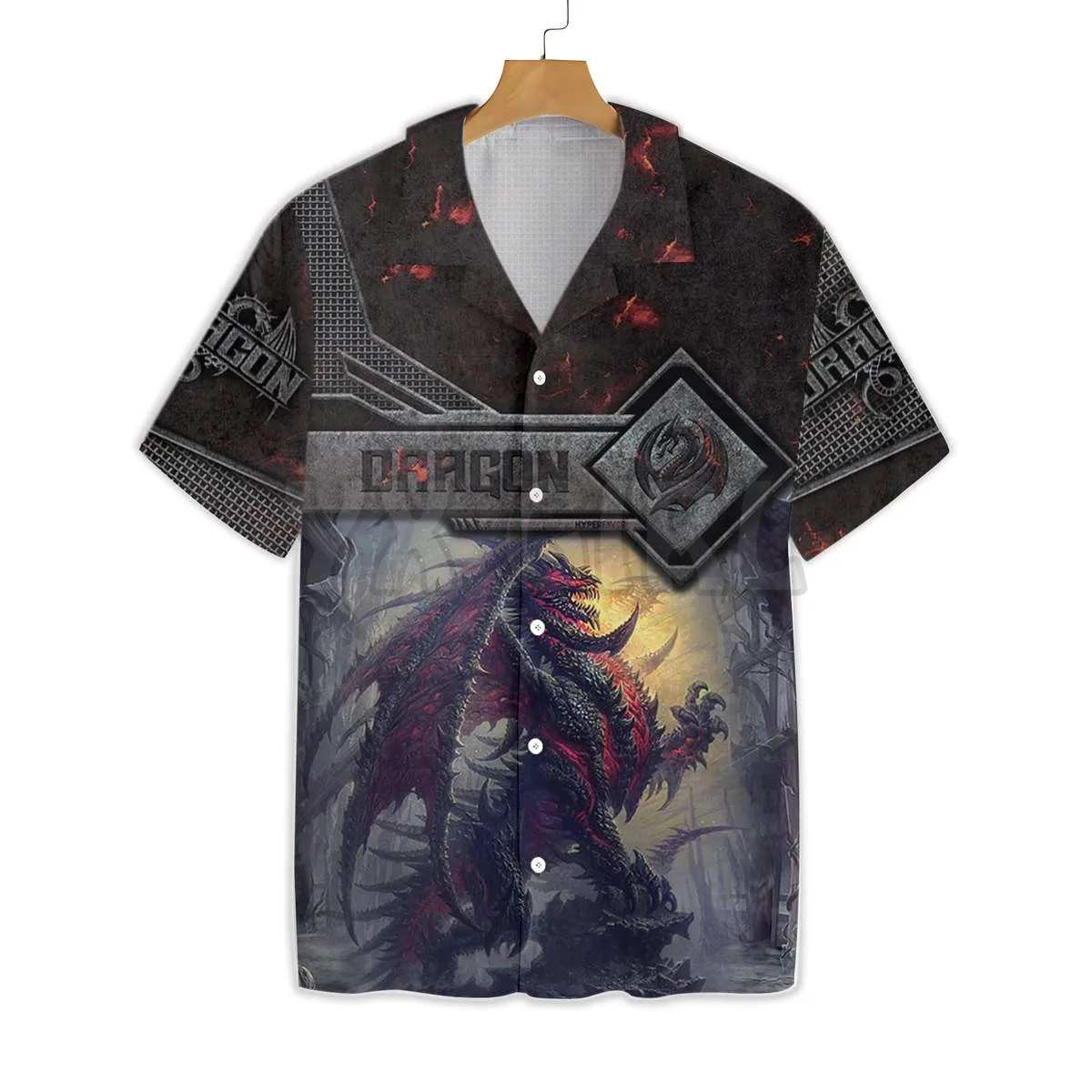Mighty Dragon Steel Armor Hawaiian Shirt 3D All Over Printed Hawaiian Shirt Men's For Women's Harajuku Casual Shirt Unisex