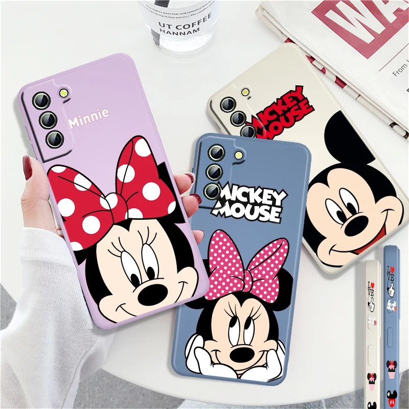 

Mickey Minnie Disney Anime For Samsung Galaxy S22 S21 Pro S20 FE S10 Note 20 10 Plus Lite Ultra Liquid Left Rope Phone Case
