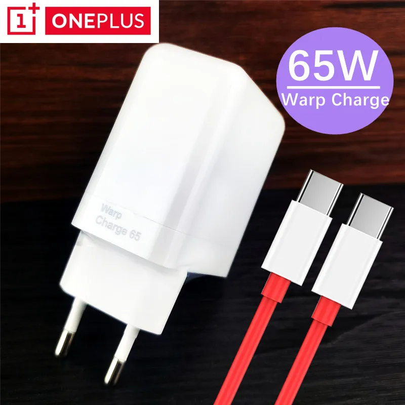 

Original Oneplus Charger 65 Warp Charge Fast Charging 65W Dash Chargers Adapter For OnePlus 9 Pro 9rt Nord 2 8T 6A Type C Cable