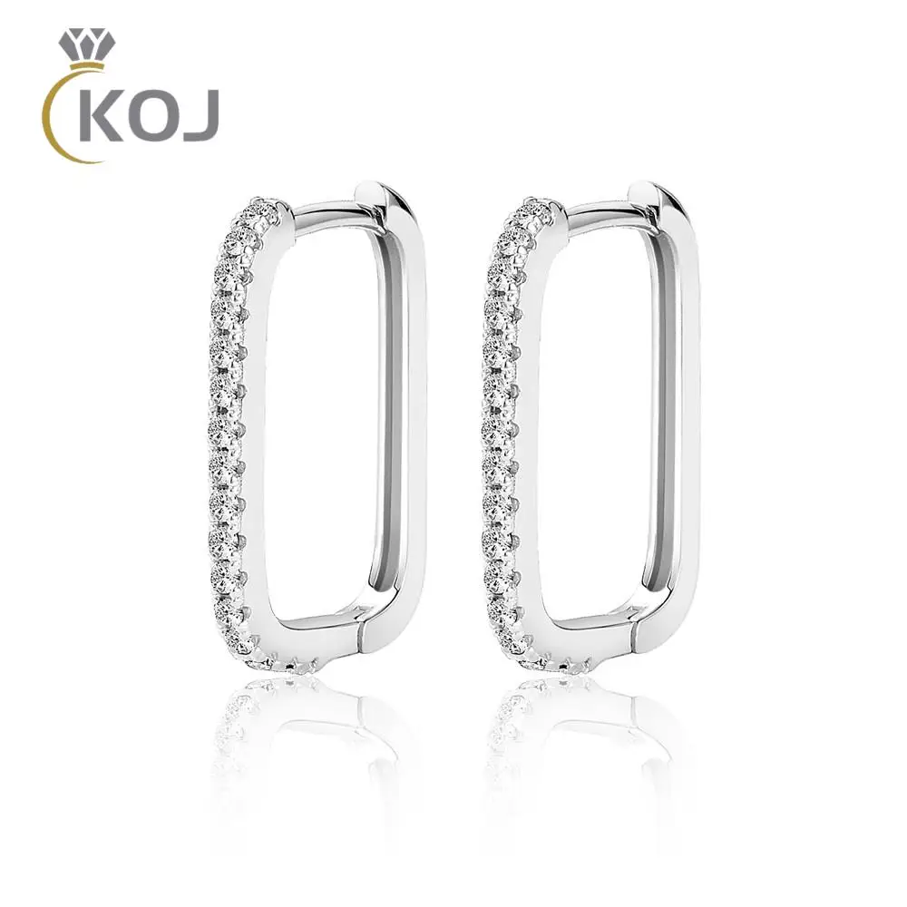 

KOJ U Row Inlaid Moissanite Earrings 925 Silver D Color Moissanite Earrings Engagement High Jewelry Belt Certificate 20*14mm