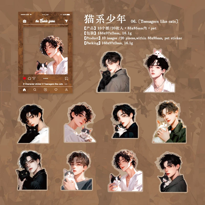 

Journal GO 20pcs Cartoon Anime Fiction Pretty Boy Sticker for Laptop Journal Decals Album Graffiti Handsome Boy Stickers