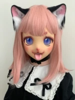 moukingmask puppy makeup super delicate femalegirl resin full head style cosplay japanese animego bjd kigurumi doll mask