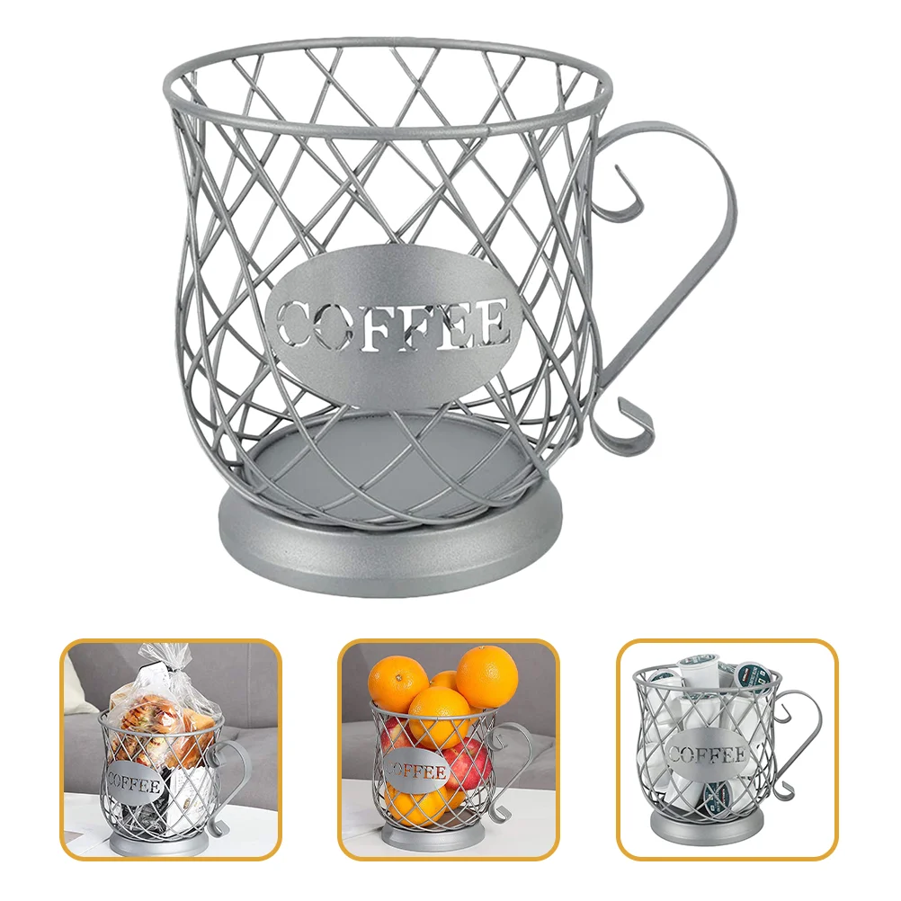 

Coffee Basket Holder Fruit K Espresso Cups Organizer Bowlstorage Keeper Kitchen Iron Bar Container Station Kup Mug Creamer