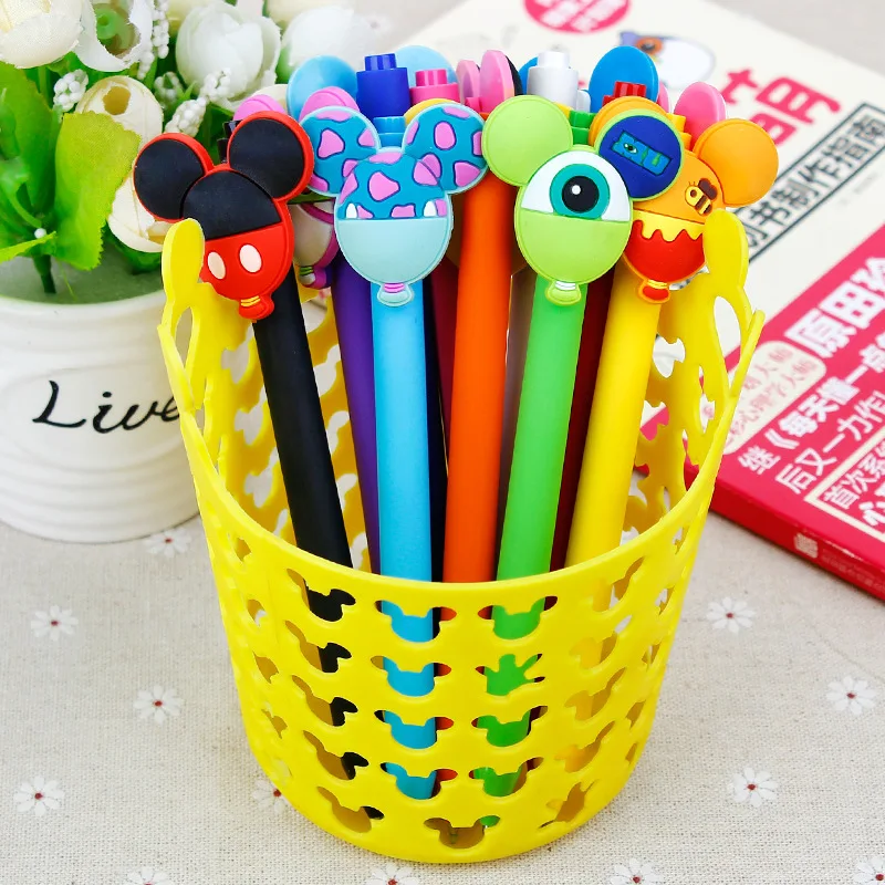 

1pcs Kawaii Gel Pen Disney Cartoon Mickey Mouse Minnie Stitch Toy Story Cute Elsa Anna Princess Pens School Supplies Stationery