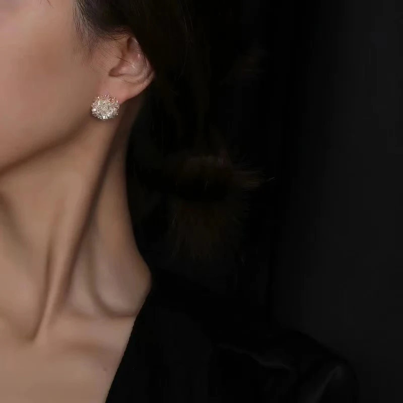 2022 новый дизайн серьги-гвоздики с имитацией кристаллов плетеные цветы корейские