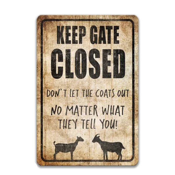 

Забавная надпись «Keep Gate», «Коза Предупреждение опасность, металлический жестяной знак, винтажный стиль, Оловянная металлическая табличка ...
