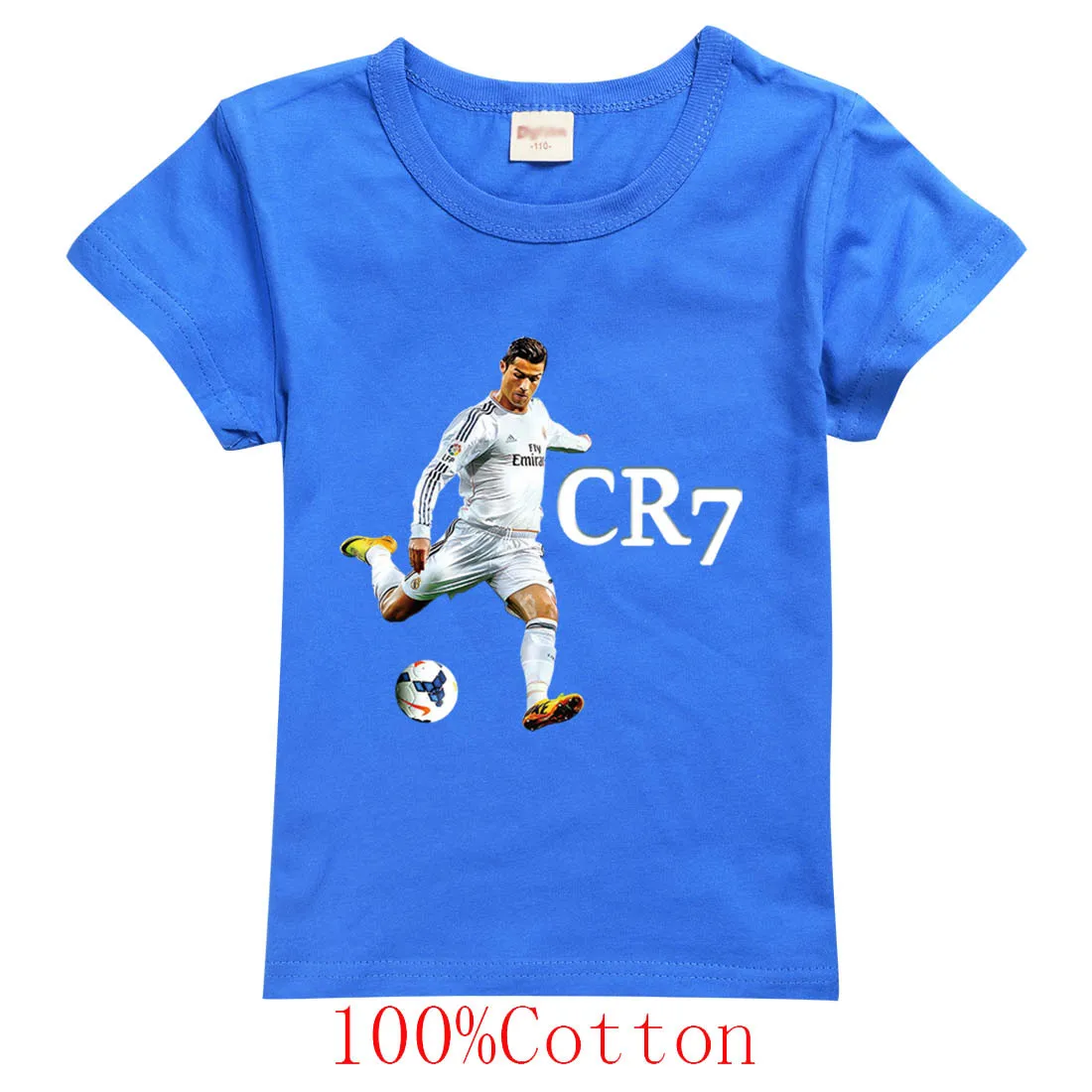 Хлопковая футболка для подростков CR7 мальчиков топы маленьких девочек школьная