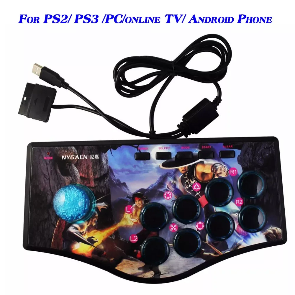 

Игровой контроллер USB Rocker, аркадный геймпад, боевой джойстик для PS2, PS3, ПК, онлайн ТВ, телефона Android, подключи и играй