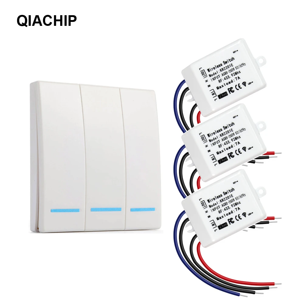 

433Mhz RF Remote Control Switch AC 110V 220V Corridor Room Home Wall Panel Lamp Light LED Bulb Wireless Switches