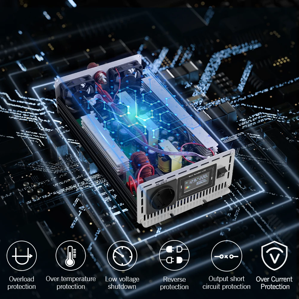 FV инвертор 12V 220V Pure Sine Wave Inverter 24V 5000W с цветным дисплеем преобразователь солнечной