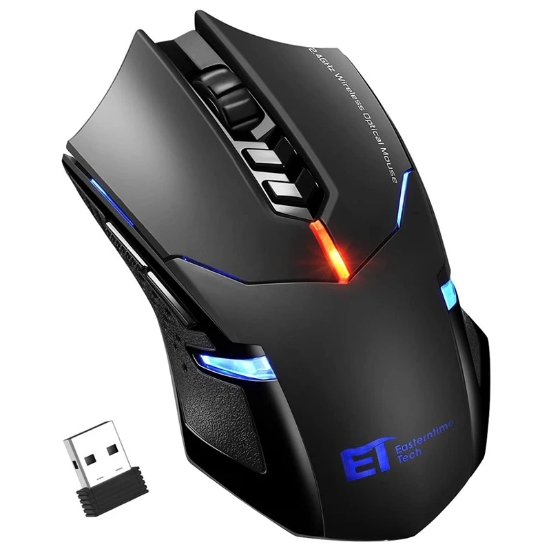 

Беспроводная оптическая игровая мышь для ноутбука, 2,4 ГГц, USB, 7 бесшумных кнопок, эргономичная компьютерная мышь для ПК, Windows