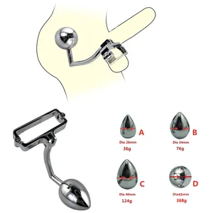 Gay Butt Plug Stainless Steel Metal Anal Hook With Ball Penis Ring For Men 18+ Sex Toys Anal Plug Dilator Chastity Lock Cockring