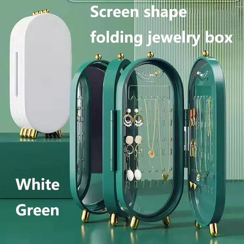 

NEW2023 Luxury Retro with Mirro Travel Jewel Storage Box Foldable jewelry organizer Household Earrings Necklace Display Organize