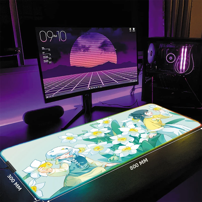 

Cute Large RGB Mouse Pad Gaming Mousepad LED Mouse Mat Gamer Mousepads PC Desk Pads RGB Keyboard Mats XXL 35.4x15.7in