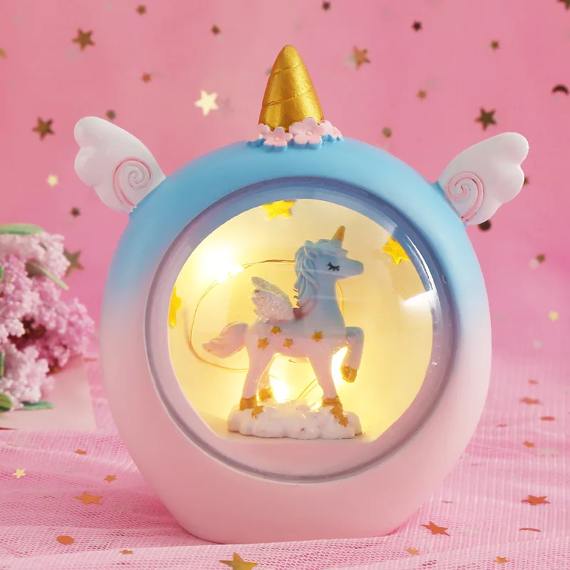 Unicorn Star Light Night Light Girl Heart Ins Wind Gift Reading Desk Lamp Bedroom Kids Christmas Gifts Ornaments Resin Crafts