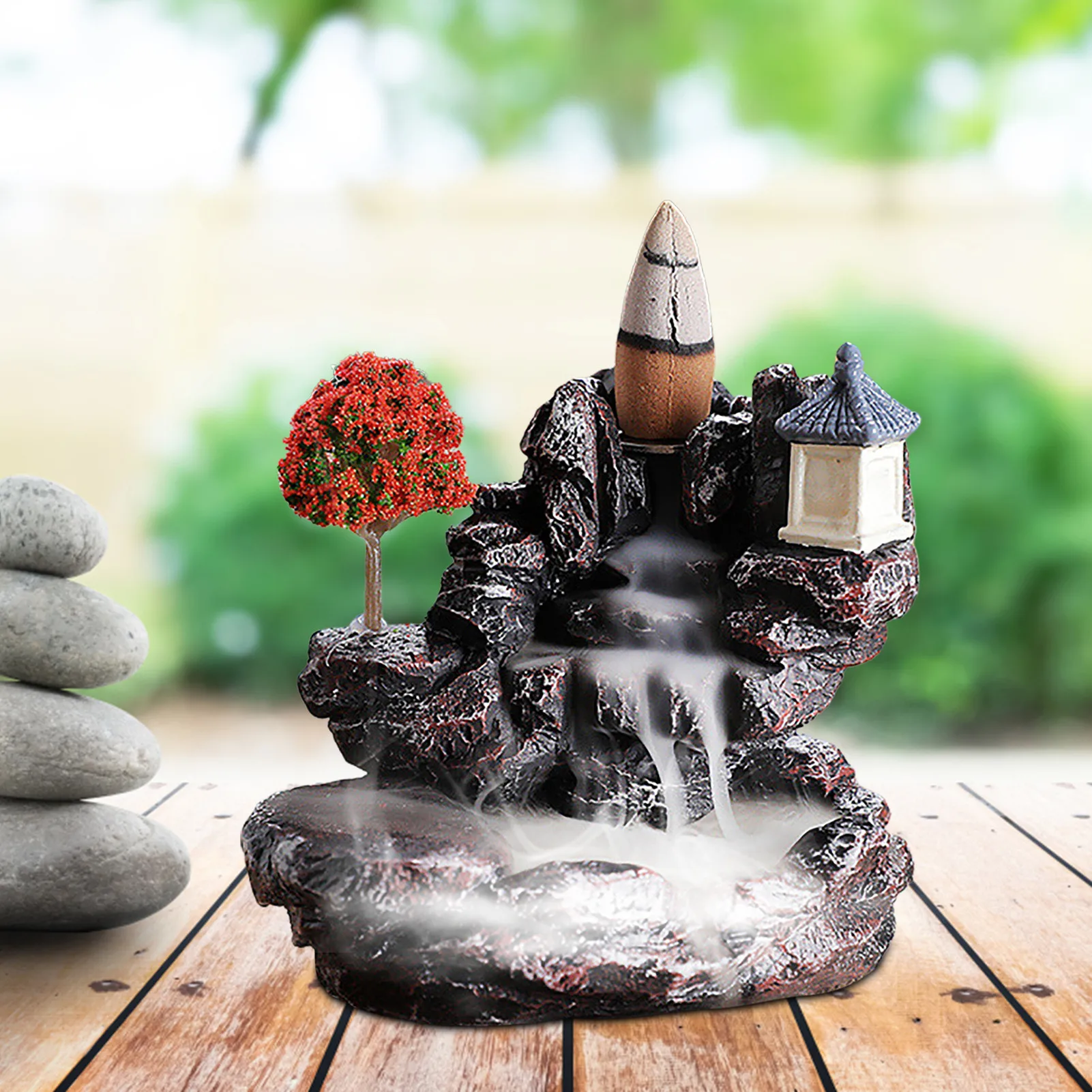 

Incense Waterfall Burner Backflow Incense Burner Innovative Resin | Incense Sandalwood Incense Burner For Home Office Zen Decor