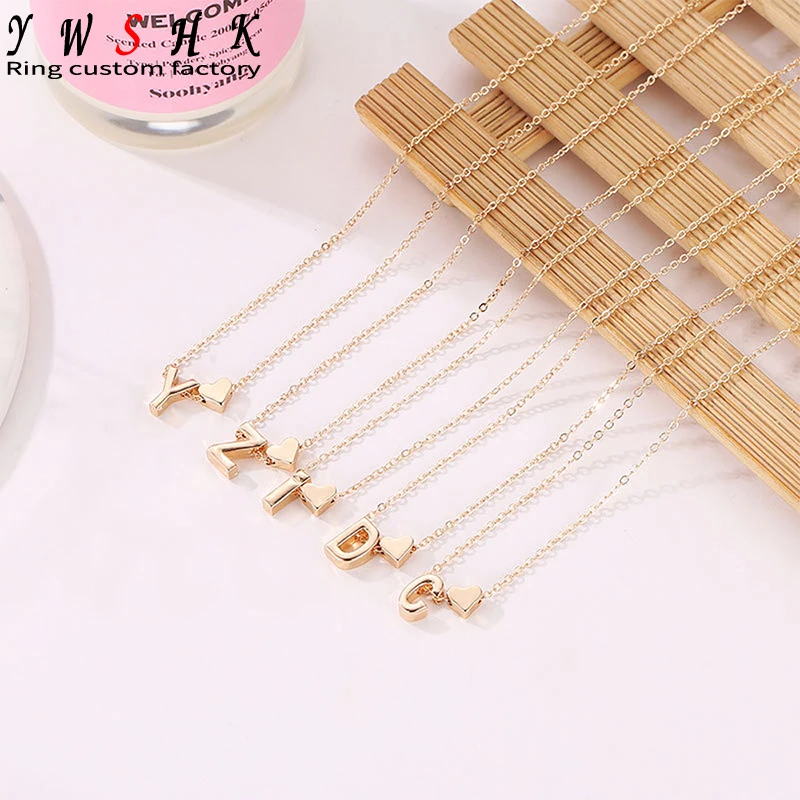Модное простое ожерелье YWSHK в форме персикового сердца, элегантное темпераментное ожерелье с 26 инициалами сердца, цепочка на воротник