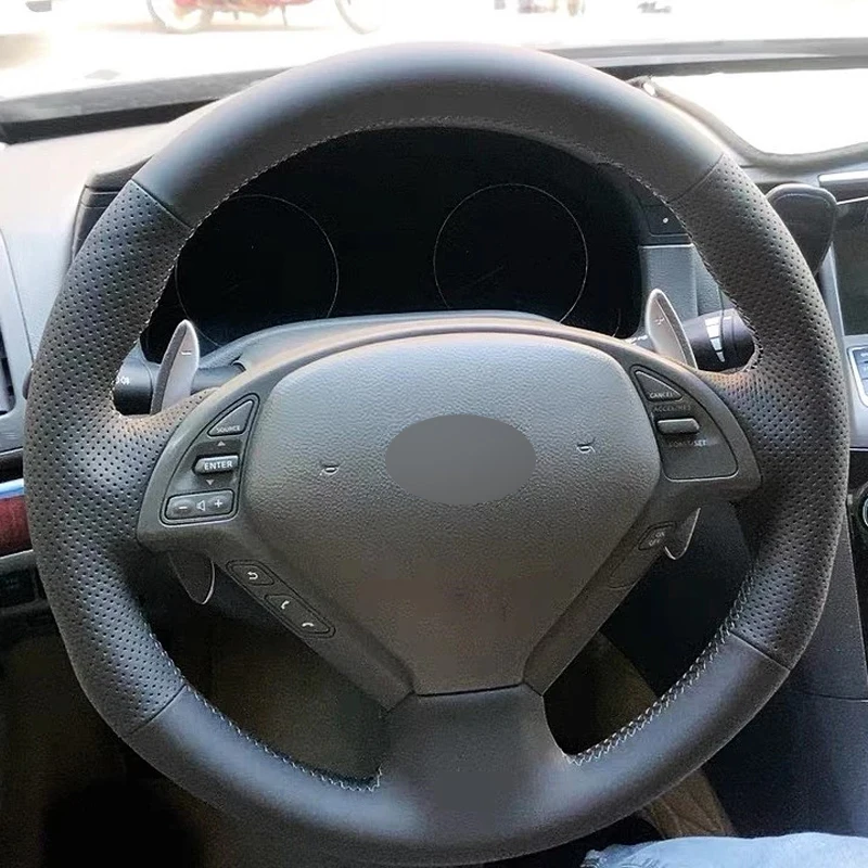 Чехол на руль из алькантары натуральной кожи с черной нитью автомобильные