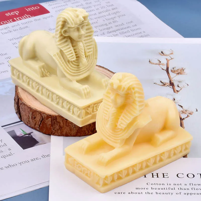 

Cleopatra Pharaoh Silicone Candle Mold Handmade Lion Statue Handmade Soap Resin Plaster Mould DIY Pyramid Molds Home Decor Gifts