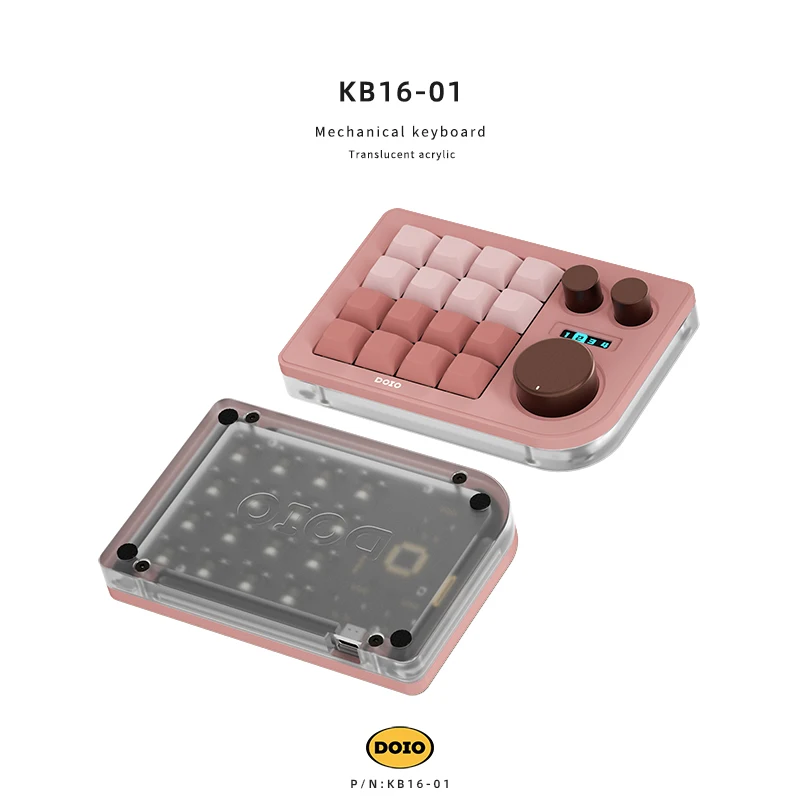 DOIO Mini Keyboard 16 Keys Knob Controller Customized QMK VIA KB16-01 Designer Keypad Small Keyboard
