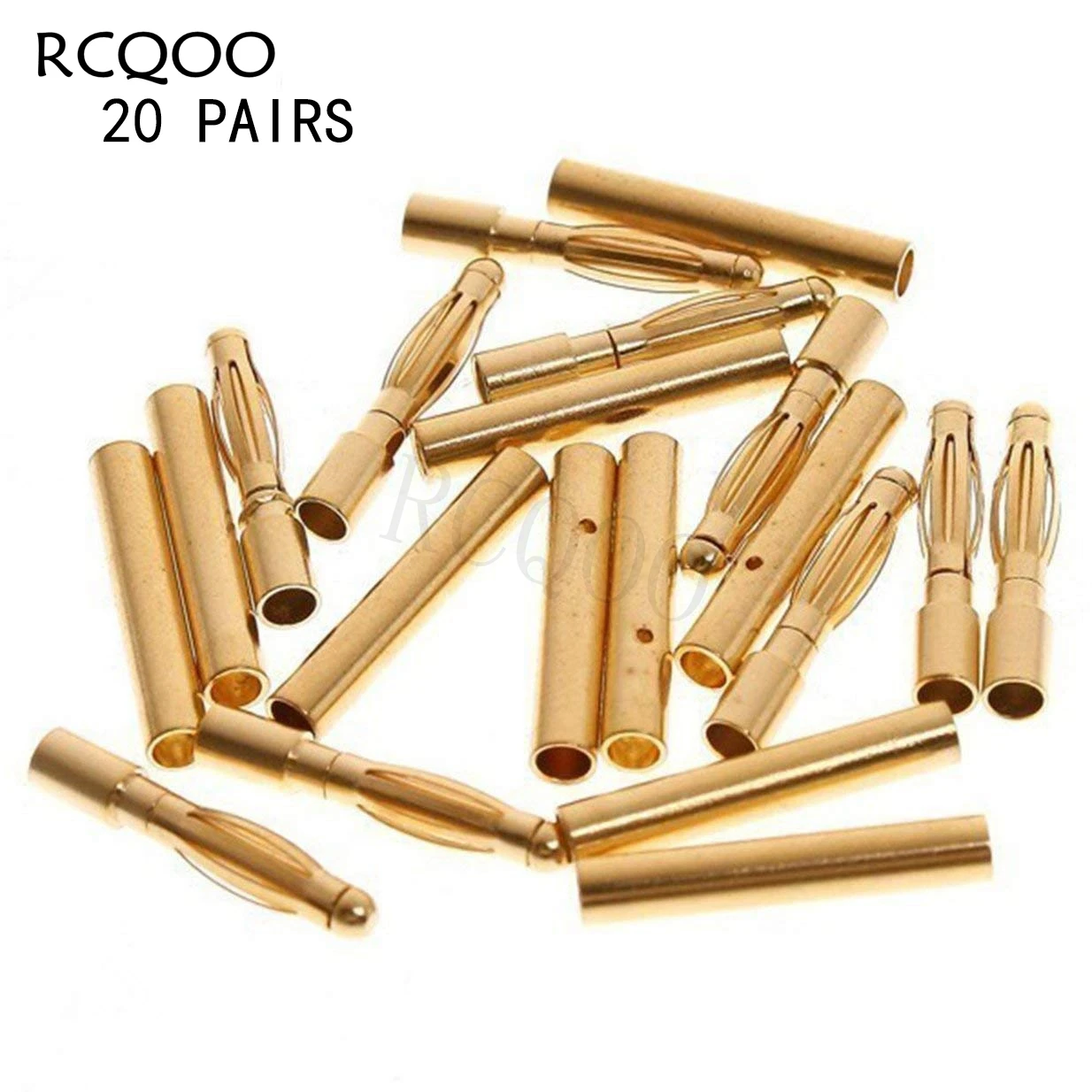 

20 Pairs 2.0 mm Plated Male and Female Gold Bullet 2mm Banana Connector Plugs for RC Battery ESC Motor