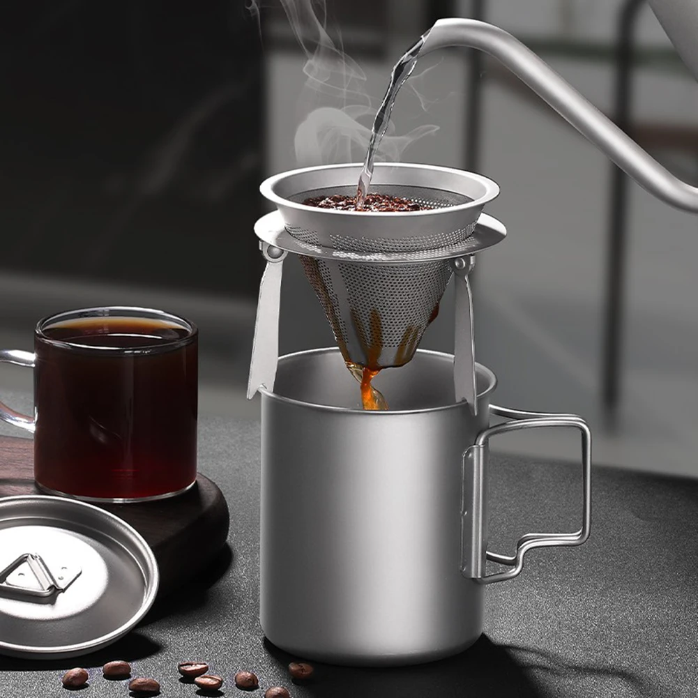 

Титановая капельница для кофе с подставкой, медленный капельный фильтр для кофе, безбумажная многоразовая кофеварка на одну чашку, 1-2 чашки