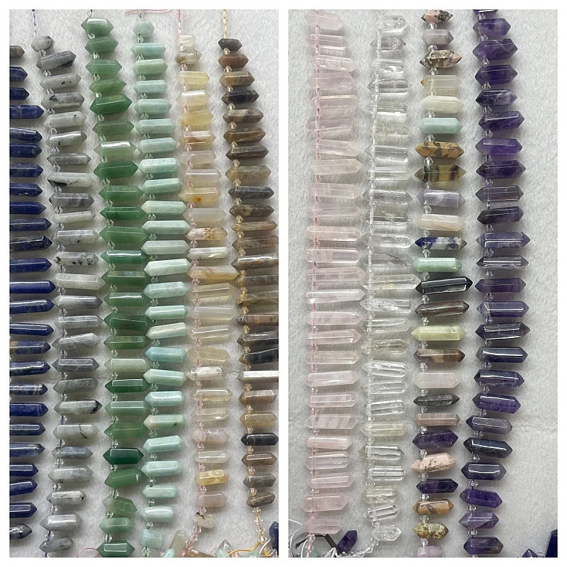 

Natural Cherry Blossom Agate Sodalite 6-12x20-45mm Hex Star Crystal The Top of The Hole DIY Pendant Necklace Earrings Accessorie