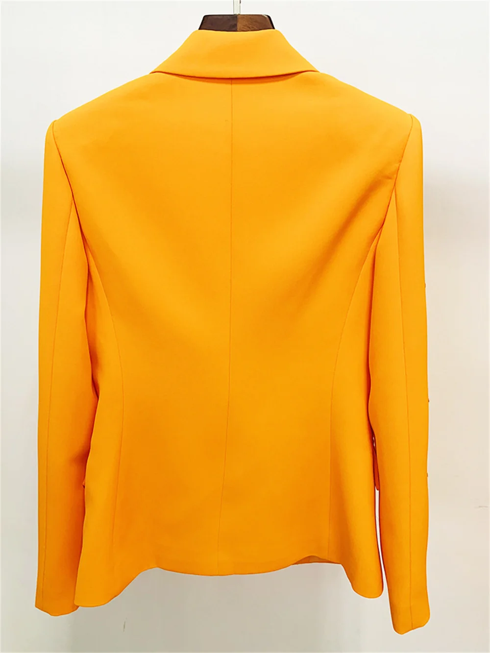 Fashion Women Two Piece Set 2023 New Orange Female Metal Ring Decoration Blazer Trouser Suit Lady Business Party Formal Pant Set