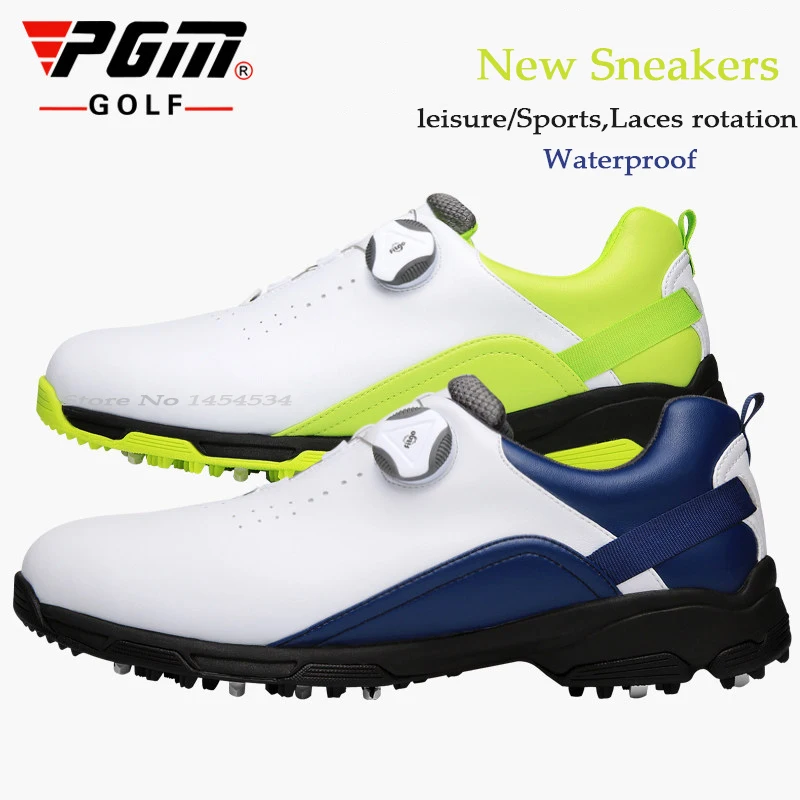 2022 New Men SportsWear Outdoor Shoes Rotating Buckle Microfiber Leather PU Golf Ball Sneakers Non-slip Fixed Spike Shoes XZ143