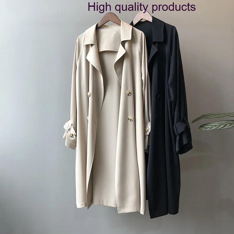 

New 2023 Women'S Double-Breasted Trench Coats Classic Oversized Autumn Cloths Women Outerwear B60