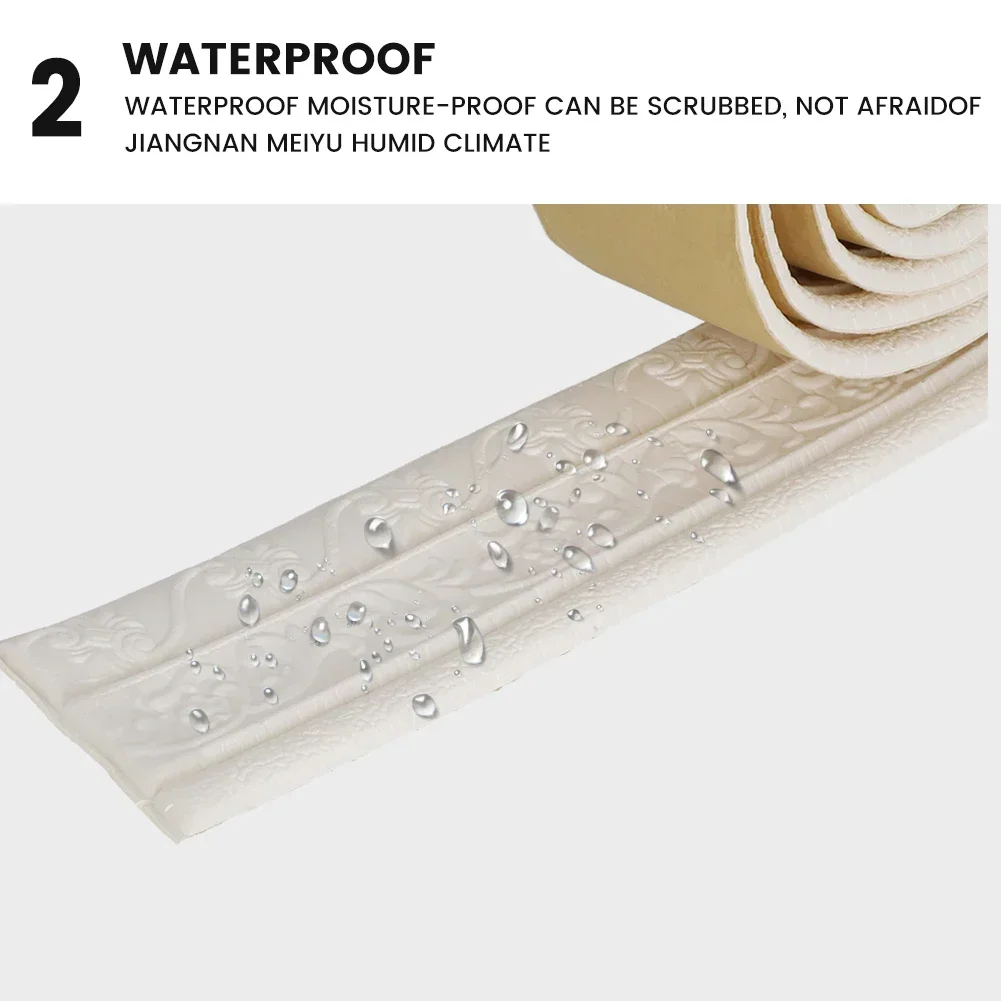 3D пенопластовые полоски для края стены наклейки 230 см самоклеящиеся