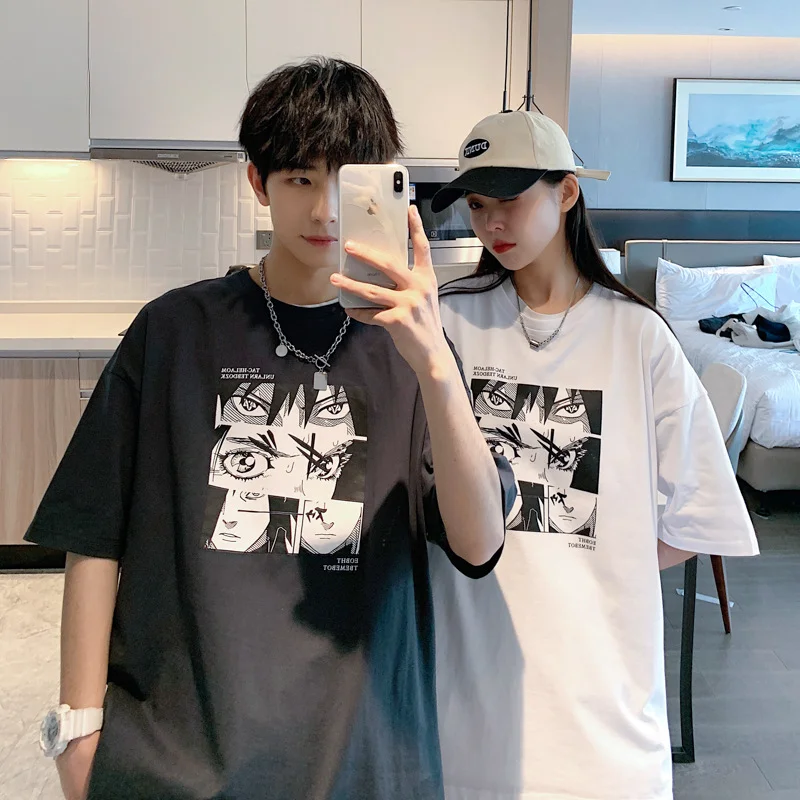 

Couples short-sleeved T-shirt men summer new casual teenagers second top men clothing graphic t shirts