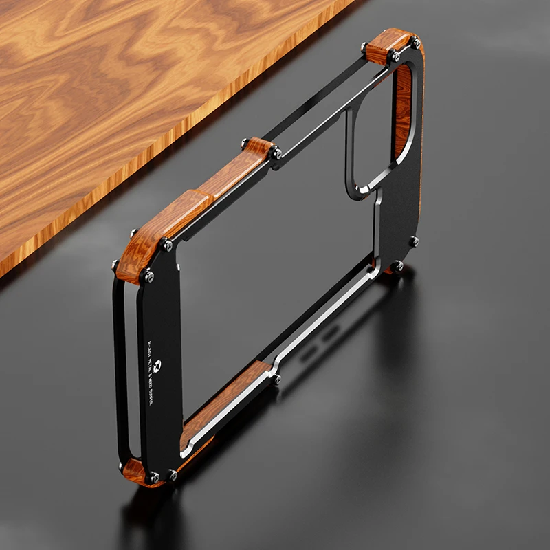 

For iPhone 12 Pro Max 12 Mini 11 Pro S 2020 X 6 6s 7 8 Plus XR XS Case Aluminum Bumper Metal Wood Shockproof Back Phone Case