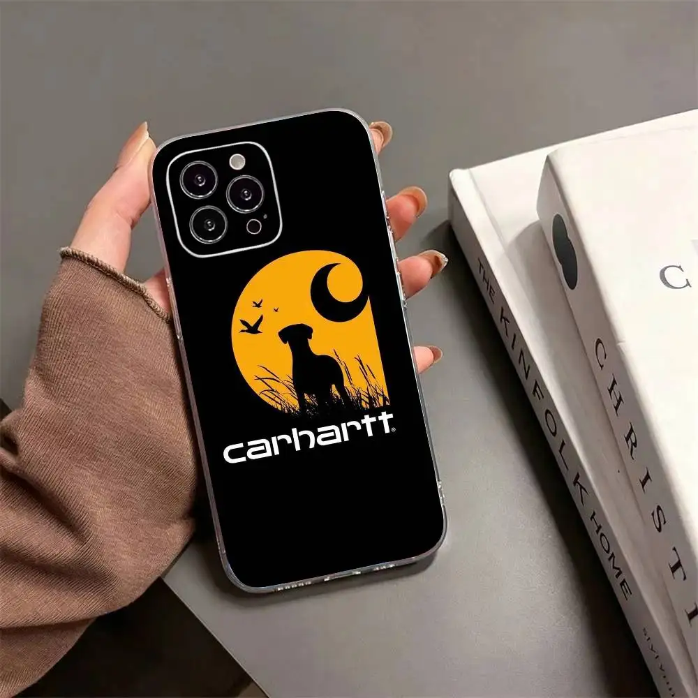 Фото Чехол для телефона Carhartt Logo L-Leather для iPhone 17 16 15 14 13 12 11 Mini Pro Max Plus, прозрачный чехол. №2
