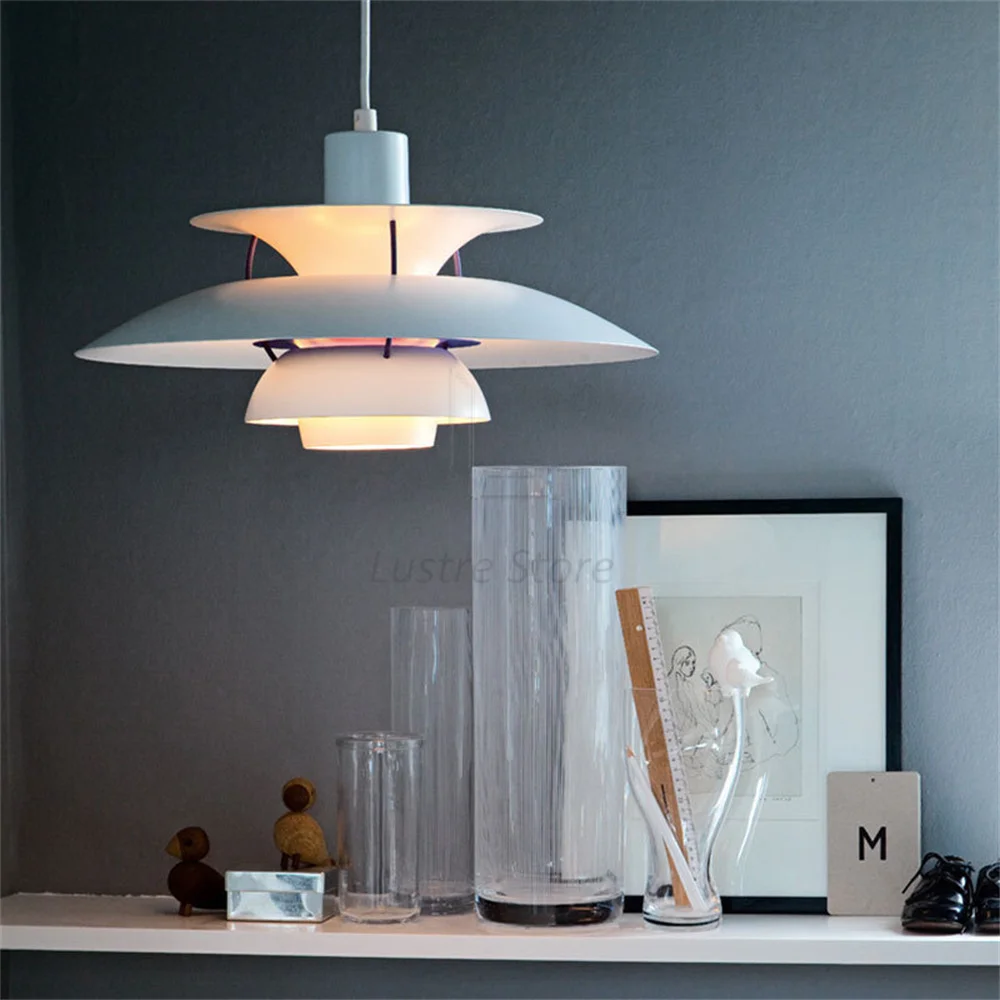 

Indoor Danish Design Led Chandelier Poulsen Pendant Light Umbrella Hanging Lamp Live Room Ceiling Lustre Kitchen UFO 5 Droplight
