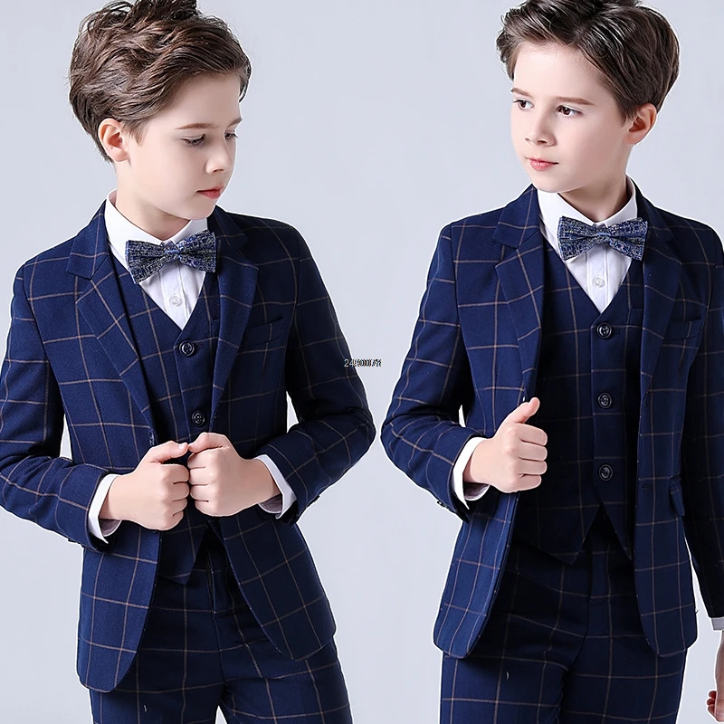 

Flower Boys Formal Wedding Suit Kids Prom Party Tuxedo Blazer Children's Day Pinao Performance Costume school uniform 2-14T