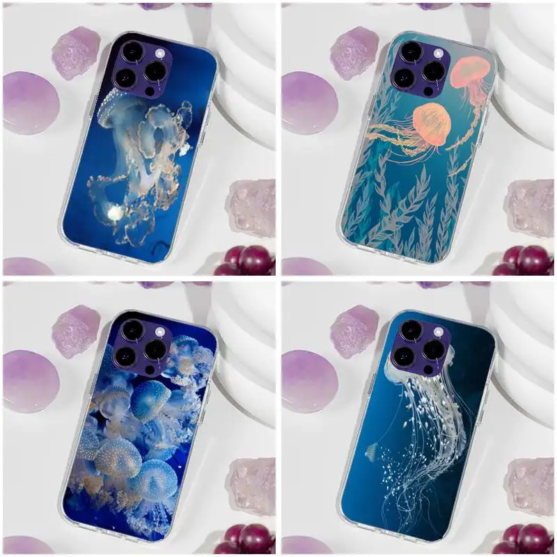 

Jellyfish Phone Case For Iphone 11 12 13 14 Pro Max 7 8 Plus X Xr Xs Max Se 2020 Mini Transparent Case