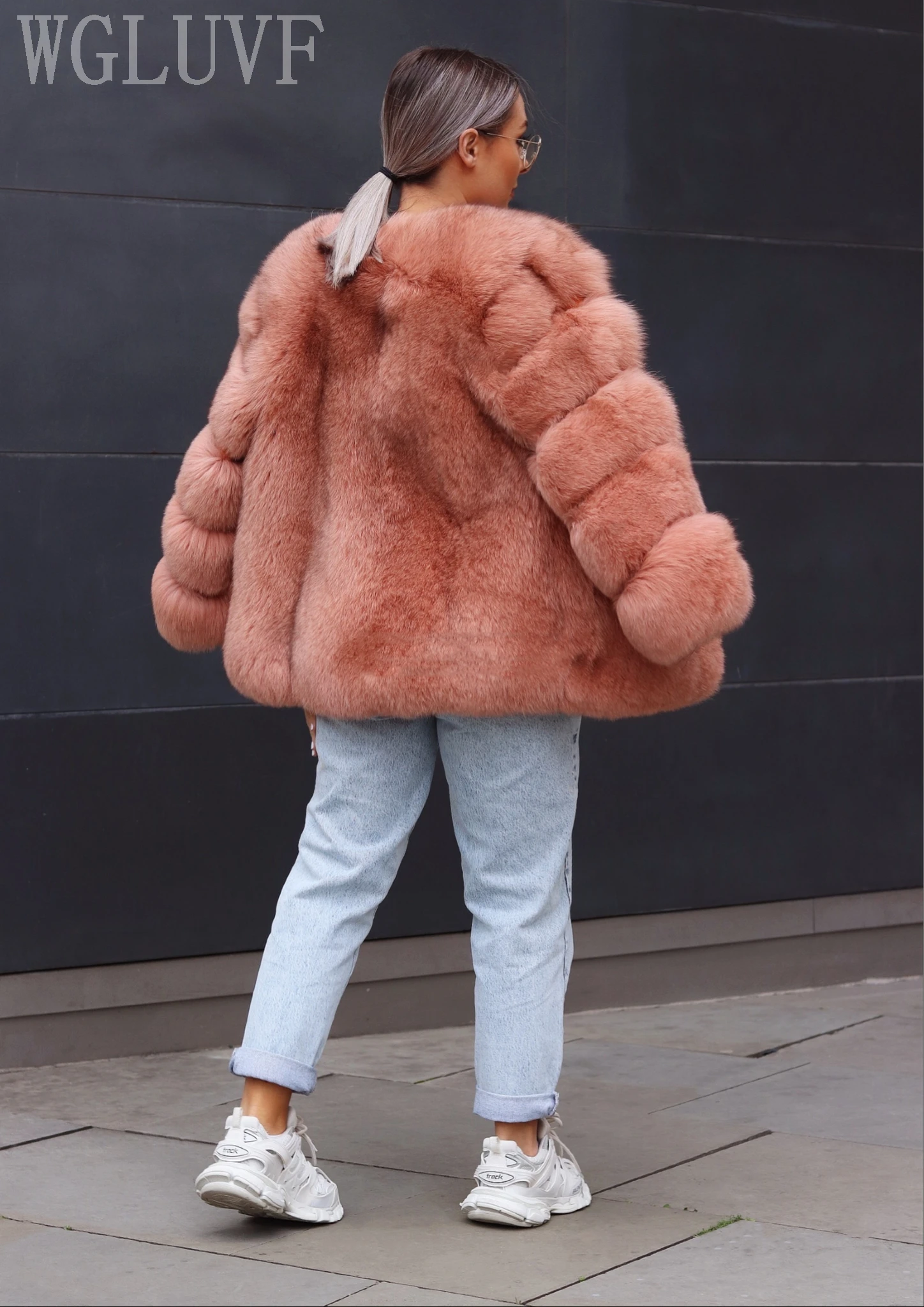 2022WGLUVF Women's Jacket Super Furry Real Fox Fur Coat Fur Jacket Luxurious Fox Fur Warm Long Coat