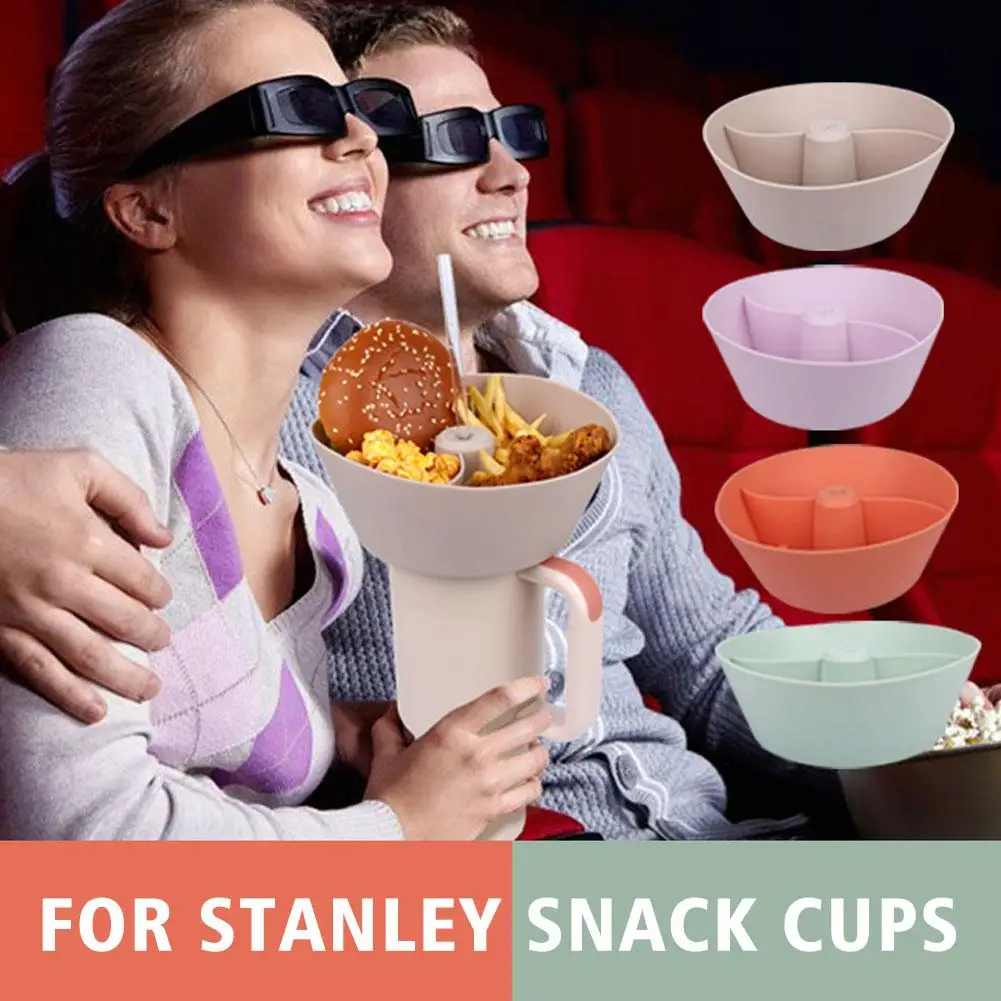 

Silicone Snack For Stanley Cup Portable Stadium Tumbler Snacks Cup Snack Bowl 40oz 4 Compartment Reusable Snack Platters E9X4