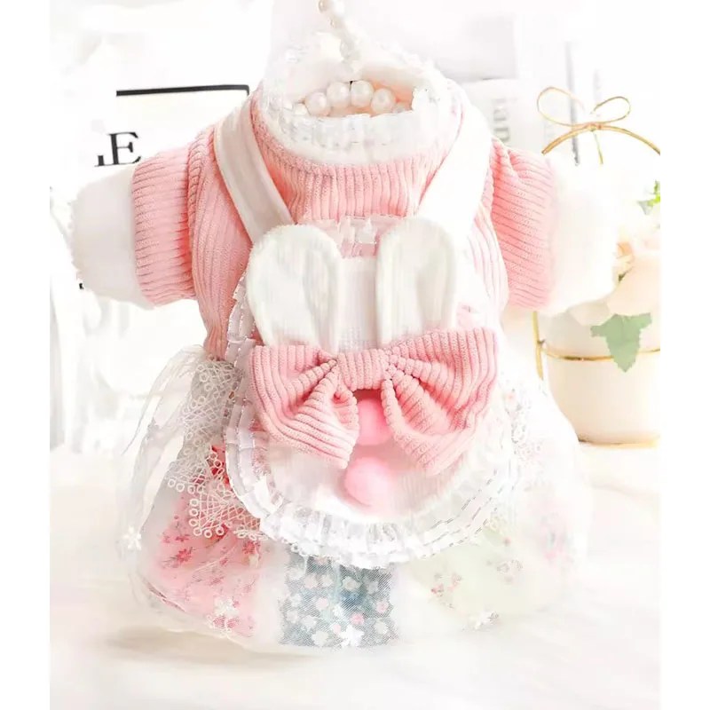 

Милая одежда для щенков, собак, кошек, теплая плотная розовая синяя одежда для домашних животных, милая одежда принцессы в стиле "Лолита" для маленьких и средних собак чихуахуа