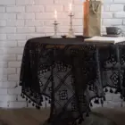 Скатерть для стола, Готическая кружевная черная прямоугольная скатерть, вязаное крючком, круглая скатерть для украшения стола