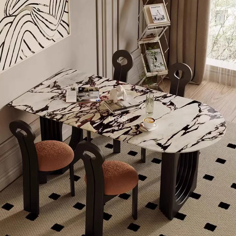 

Marble Mobile Dining Table Restaurant Center Waterproof Modern Dining Table Apartmen Newclassic Muebles De Cocina Home Furniture