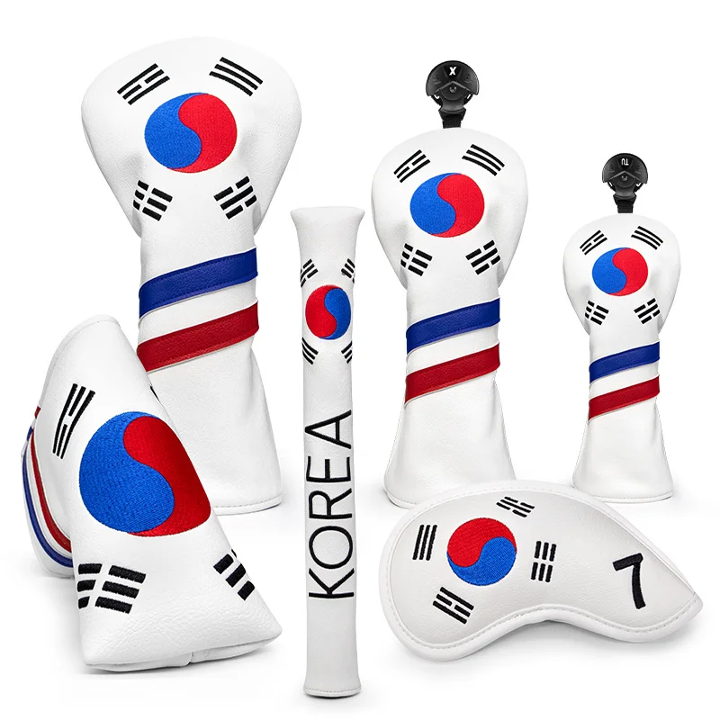

Drop Shipping Golf Head Covers Korea Patriotism Golf Head Covers Set for Golf Iron,driver,fairway,hybrid,blade Putter Alignment