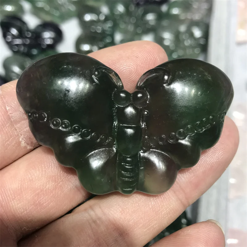 

Natural Fluorite Butterfly Figurine Crystal Insect Statue Decoration
