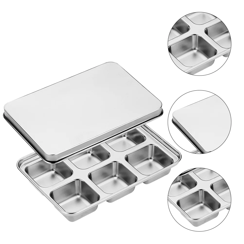 

Stainless Steel Mold 6 Slot Cube Tray Quick Freezer Tray Easy Release Maker Flexible Molds with Lid Kitchen Accessories Ice