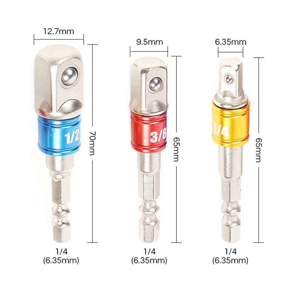 

Power Tools Socket Adapater 1/2 1/4 Nickel Plating Spring Ball Lock 1pc 3/8 Chrome Vanadium Steel Drill Driver