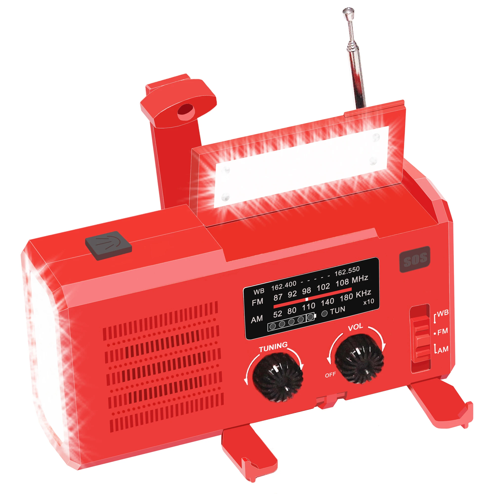 

Portable Hand Crank Solar Radio AM/FM/NOAA Emergency Radio 4000mAH Battery 3LED Flashlight SOS Alarm Power Bank Survival Gear