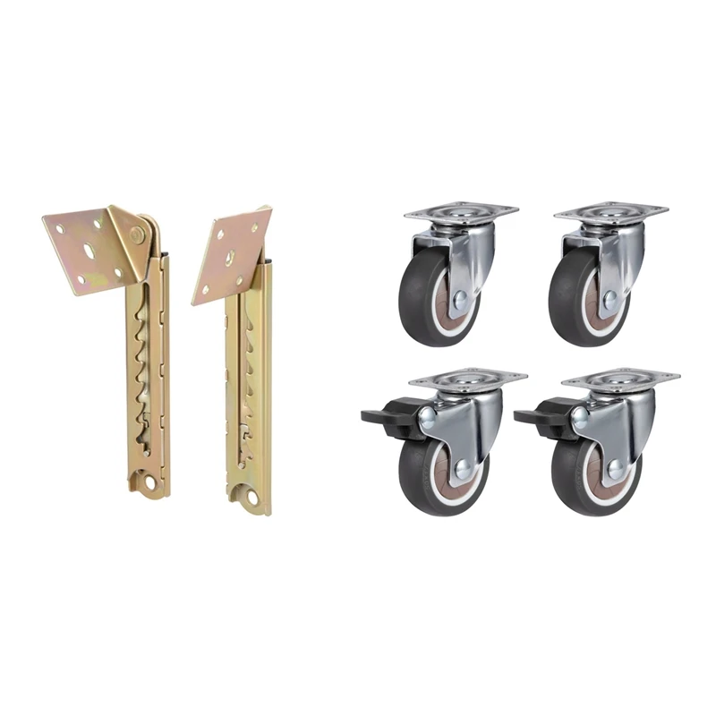 

Угловой подъемный стержень 1 пара, письменный шарнир с 7 механизмами, Угловой шарнир с 4 упаковками, 2-дюймовые мебельные ролики для кроватки