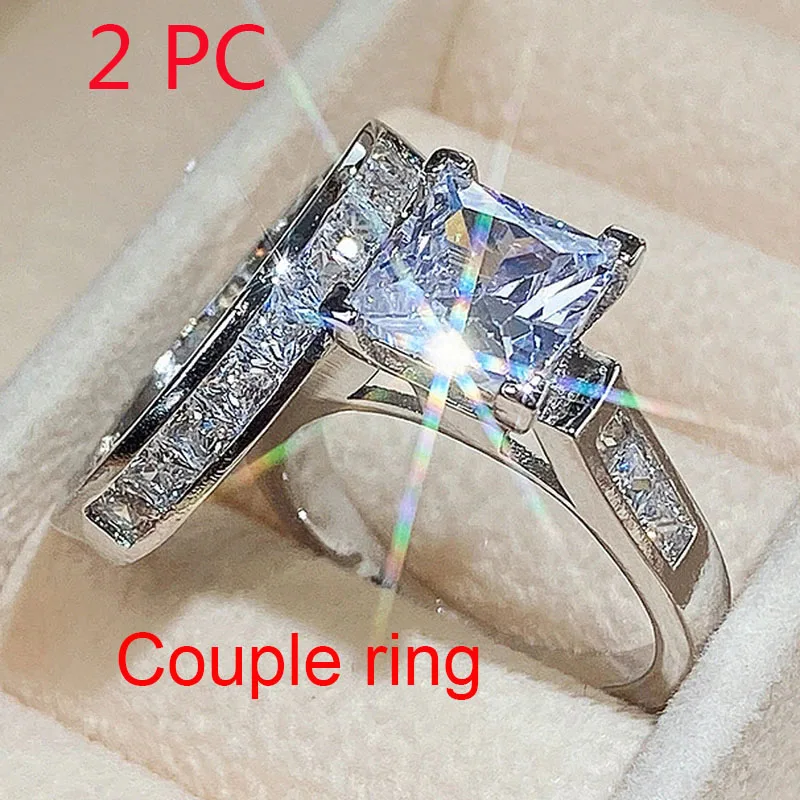 

NEW Trend wedding ring set Women's dazzling square zircon oxide luxury women's accessory set fashion exquisite bridal jewelry