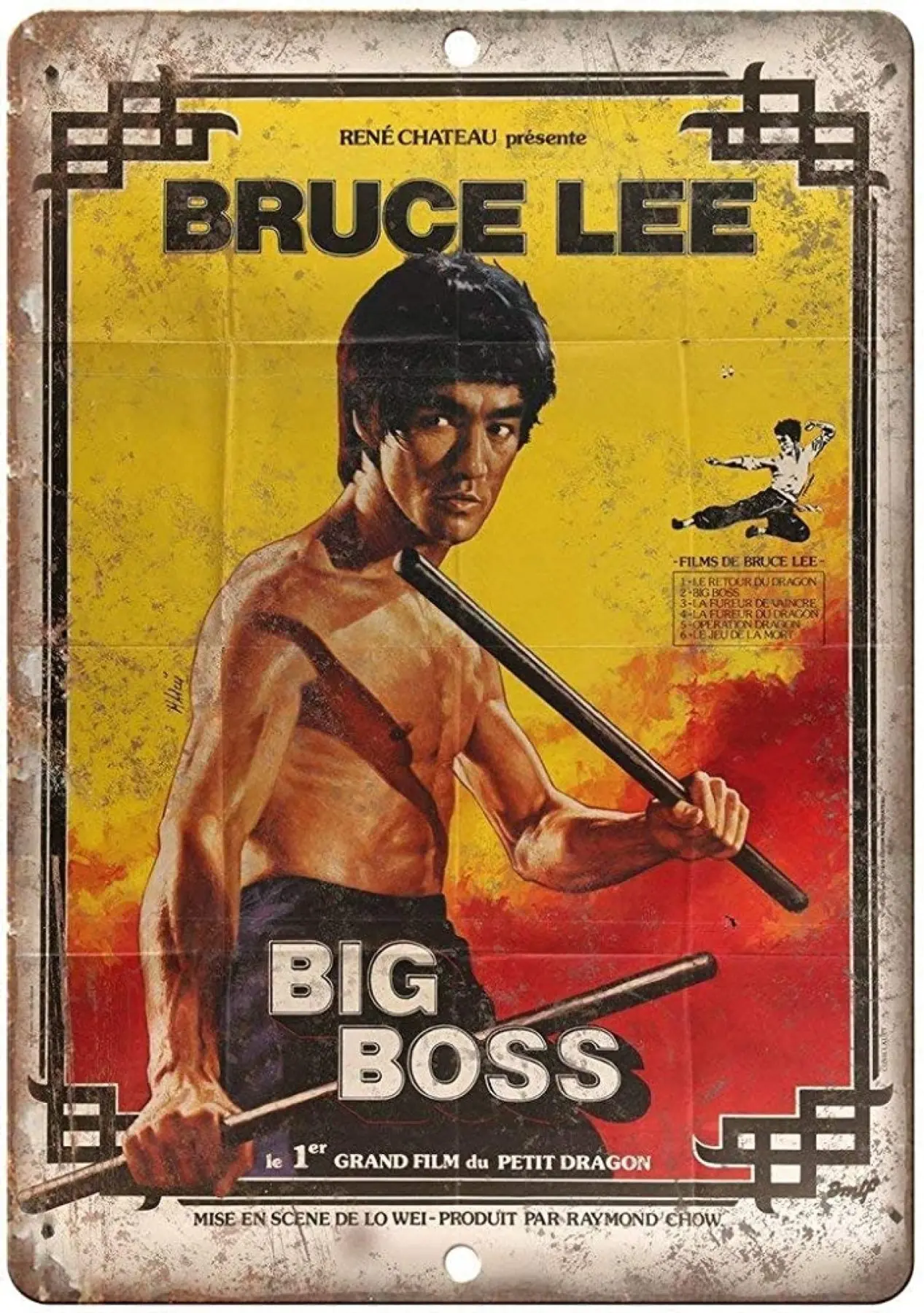

Bruce Lee Big Boss i Movie Vintage Tin Sign Art Iron Painting Rusty Poster Decoration Aluminum plaque
